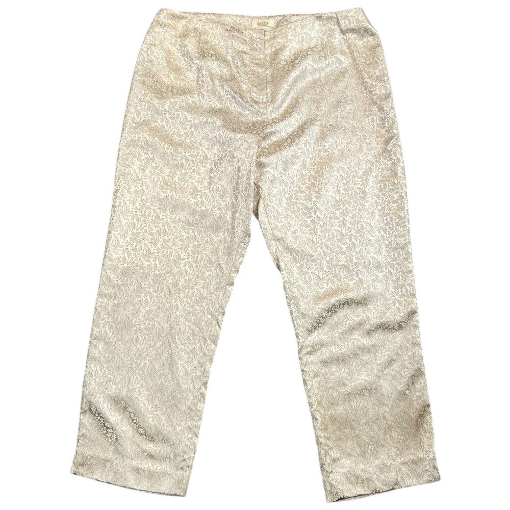 Vintage Peck & Peck Brocade Pants Beige Jacquard Evening Dress Pants Size 14